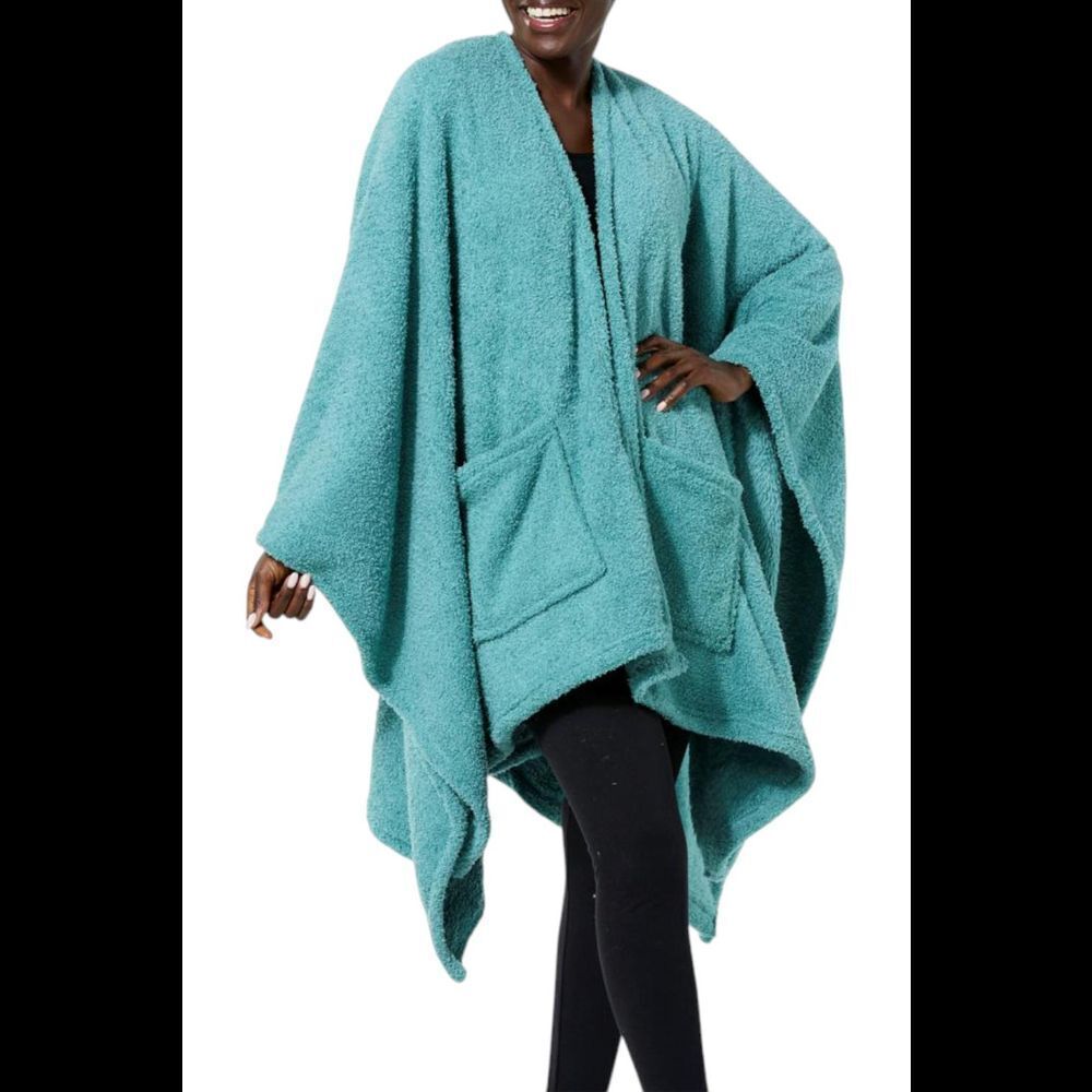 Concierge Collection Women's Ultra Soft Cozy Knit Readers Wrap Aqua